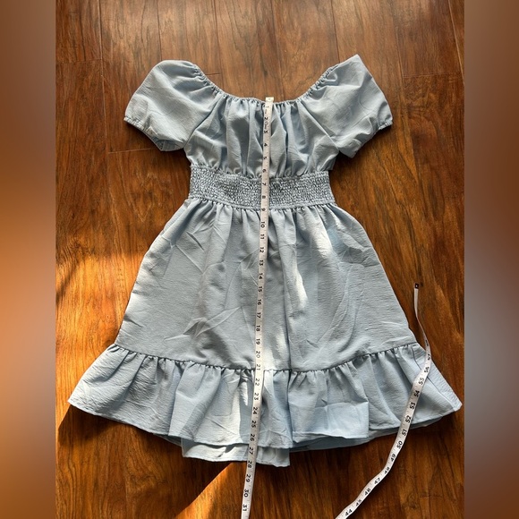 Girl’s Size Medium Off The Shoulder Tiered Blue Dress Perfect For Summer Parties - Picture 4 of 7